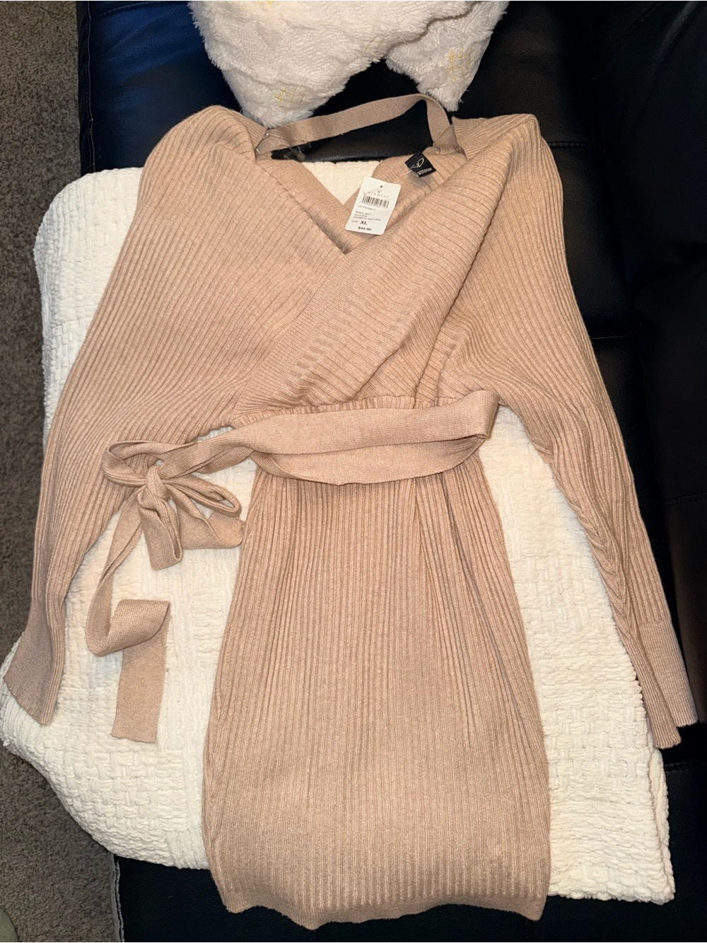 Windsor Beige Wrap Sweater Dress